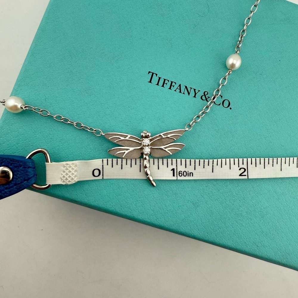 2004 Tiffany & Co. Dragonfly Necklace in 18k with Pearls & Diamonds 18" - Picture 7 of 10